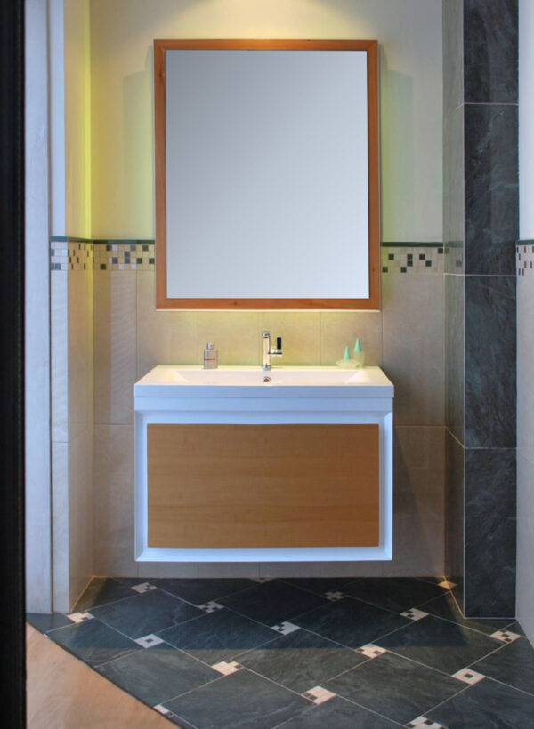 MOBILE WOODSERIES IN LEGNO NOCE ANIEGRE’ LACCATO BIANCO OPACO E NATURALE cm90x51   -  AB201.217