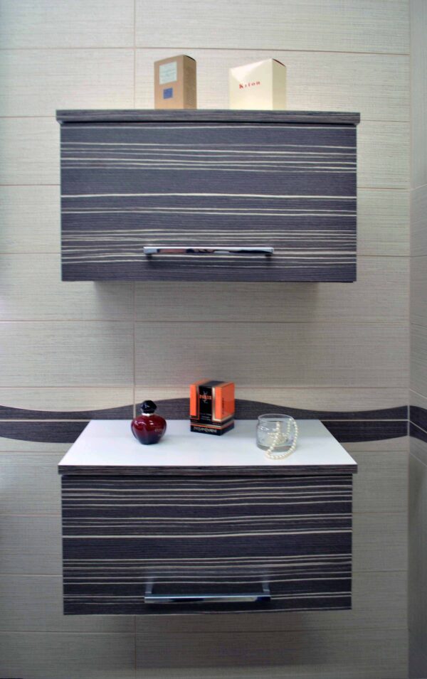 MOBILE DA BAGNO 95cm DUE CASSETTI, CON SPECCHIERA LED E PENSILI CONTENITORI  -  AB201.212 - immagine 10