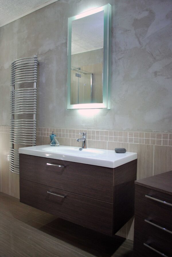 MOBILE DA BAGNO LARIX MORO 105x45 CON SPECCHIERA ILLUMINATA E BASE CONTENITORE 4 CASSETTI      -    AB3284 - immagine 16