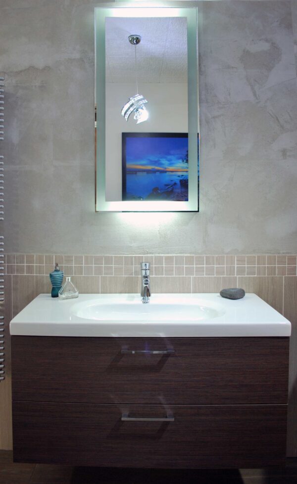MOBILE DA BAGNO LARIX MORO 105x45 CON SPECCHIERA ILLUMINATA E BASE CONTENITORE 4 CASSETTI      -    AB3284 - immagine 3