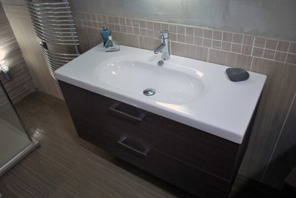 MOBILE DA BAGNO LARIX MORO 105x45 CON SPECCHIERA ILLUMINATA E BASE CONTENITORE 4 CASSETTI      -    AB3284 - immagine 4