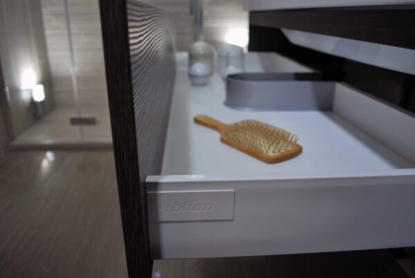 MOBILE DA BAGNO LARIX MORO 105x45 CON SPECCHIERA ILLUMINATA E BASE CONTENITORE 4 CASSETTI      -    AB3284 - immagine 9