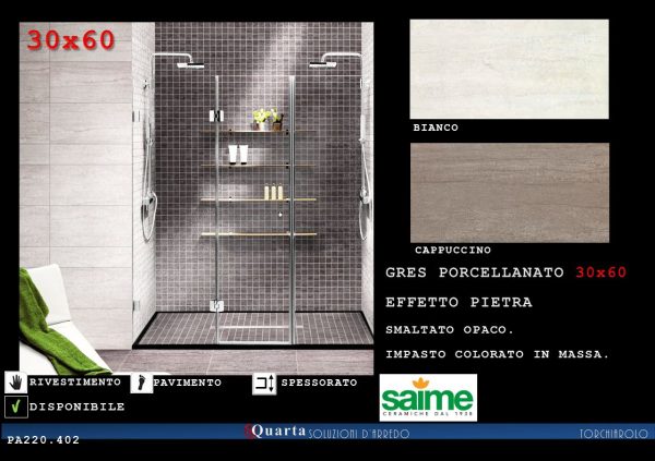 PA220.402 SAIME KALEIDO NATURALE 30x60 CAPPUCCINO  BIANCO