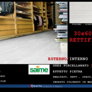 PA231.018 SAIME  VOLCANO - BIANCO -  RETTIFICATO NATURALE 30x60